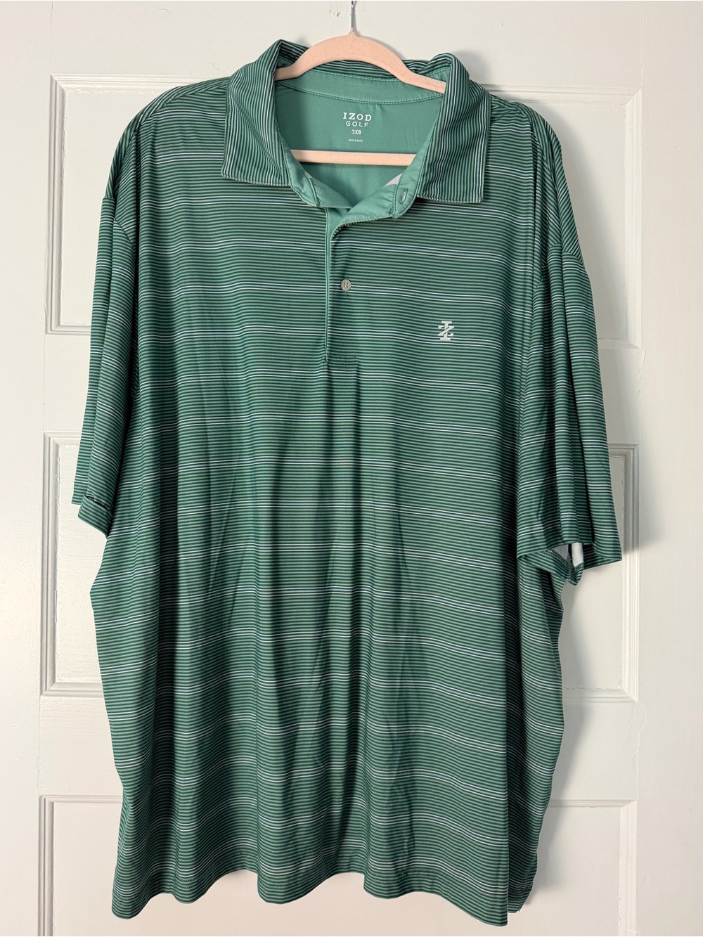 IZOD Golf Men’s 3XB Green Striped Performance Polo Shirt Big & Tall